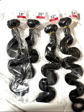 Premium Body Wave Human Hair Bundles - 18", 20", 22", 24" (Black)